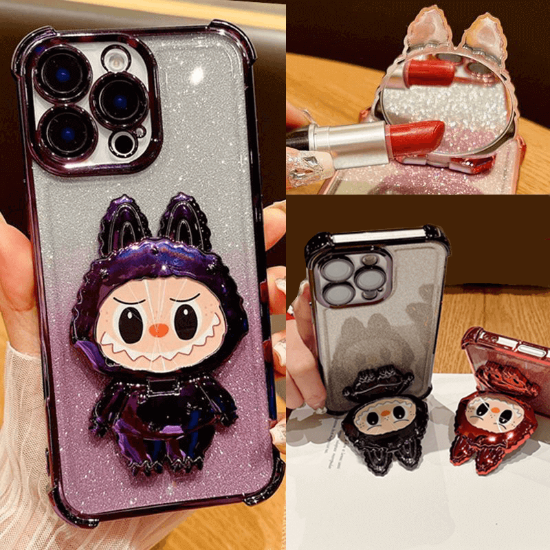เคส Casing For OPPO Reno 14 14F 13 12F 13F 12 Pro 11 F 5G 10 Pro+ 8T 6 8Pro 8 7 Realme C75 C75X Silicone Fine Hole Lens Anti-fall Soft Phone Case labubu mirror Stand Cover JD 03