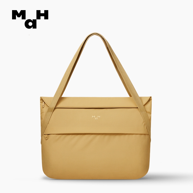 Mah 3173 Airy Rattan Yellow Tote Bag กระเป๋าเดินทางความจุขนาดใหญ่พร้อมผ้ากันน้ํา 16 นิ้ว