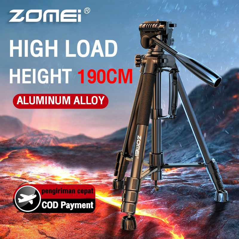 Camera tripod Zomei Q188 190cm ขาตั้งกล้องอลูมิเนียมอัลลอยด์พร้อม PTZ 3 ทิศทางน้ำหนักไม่เกิน 5 กก ขากล้องมือถือ ขาตั้งกล้องliveสด ขาตั้งกล้องแบบ 3 ขา tripod yunten