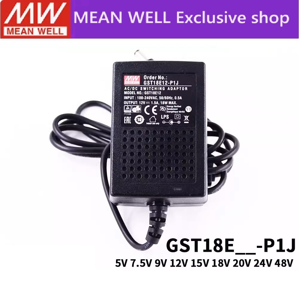 MEAN WELL GST18E GST18E05-P1J GST18E12-P1J GST18E24-P1J GST18E48-P1J 18W AC-DC สีเขียวอุตสาหกรรมที่เ