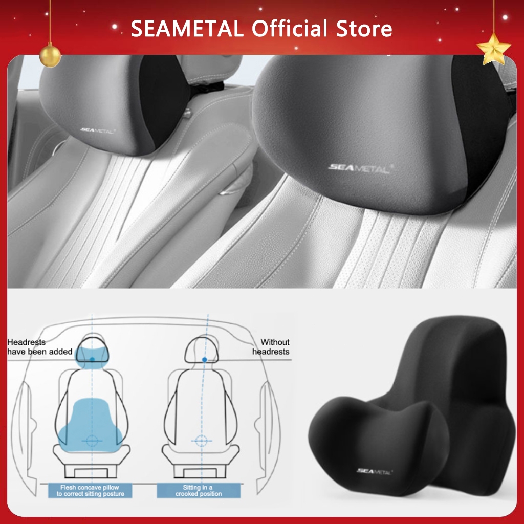 SEAMETAL หมอนรองศีรษะในรถยนต์ หมอนรองคอ หน่วยความจําอวกาศ ผ้าฝ้ายโฟร์ซีซั่น