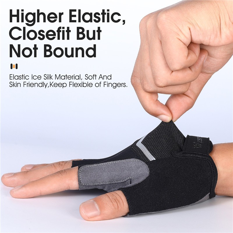 WEST BIKING ถุงมือปั่นจักรยานถุงมือครึ่งนิ้วกันกระแทกทนต่อการสึกหรอถุงมือจักรยานเสือภูเขาระบายอากาศ - รูปที่ 6