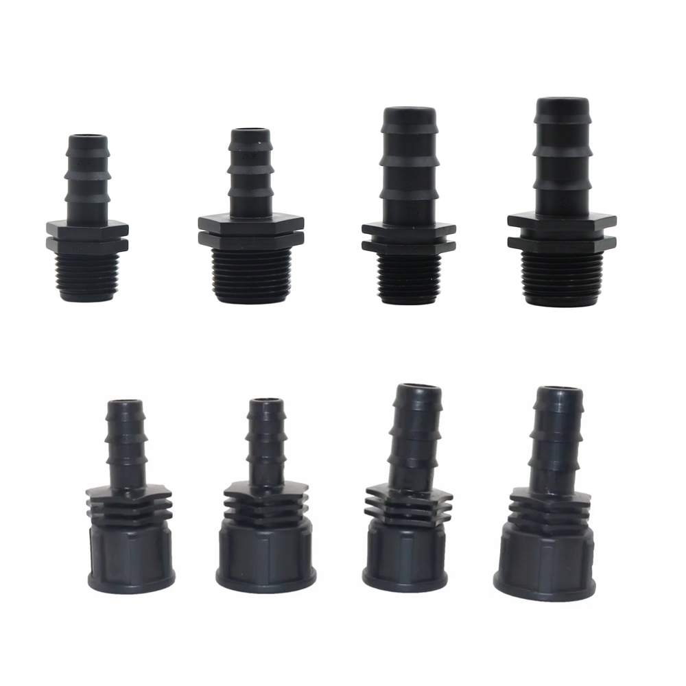 Dn16 DN20 ข้อต่อท่อ 1/2 "3/4" ชาย/หญิงเกลียวเชื่อมต่อหนามพลาสติกสวนท่อเชื่อมต่อ
