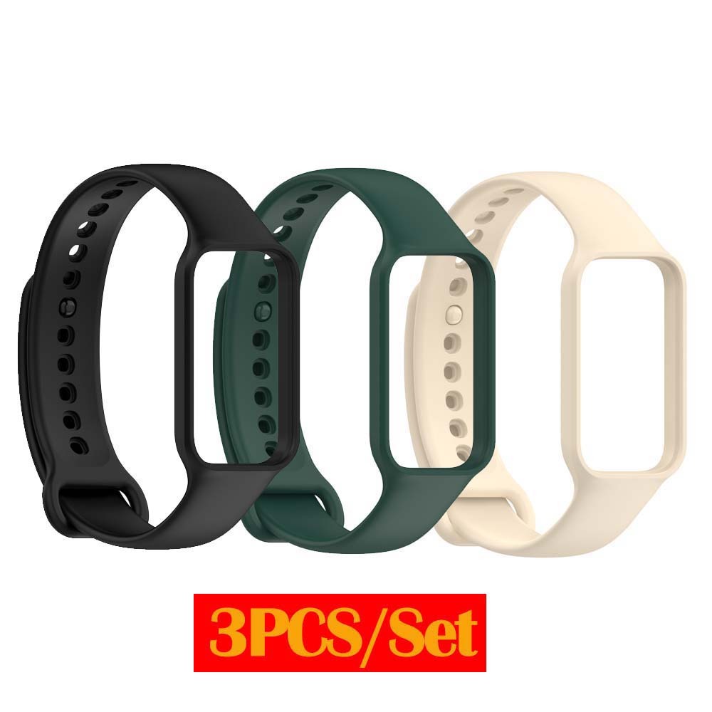 สายซิลิโคน 3 ชิ้น / ชุดสำหรับ Redmi Band 2, Xiaomi Smart Band 8 Active, Amazfit Band 7 สายรัดข้อมือสปอร์ตสมาร์ท