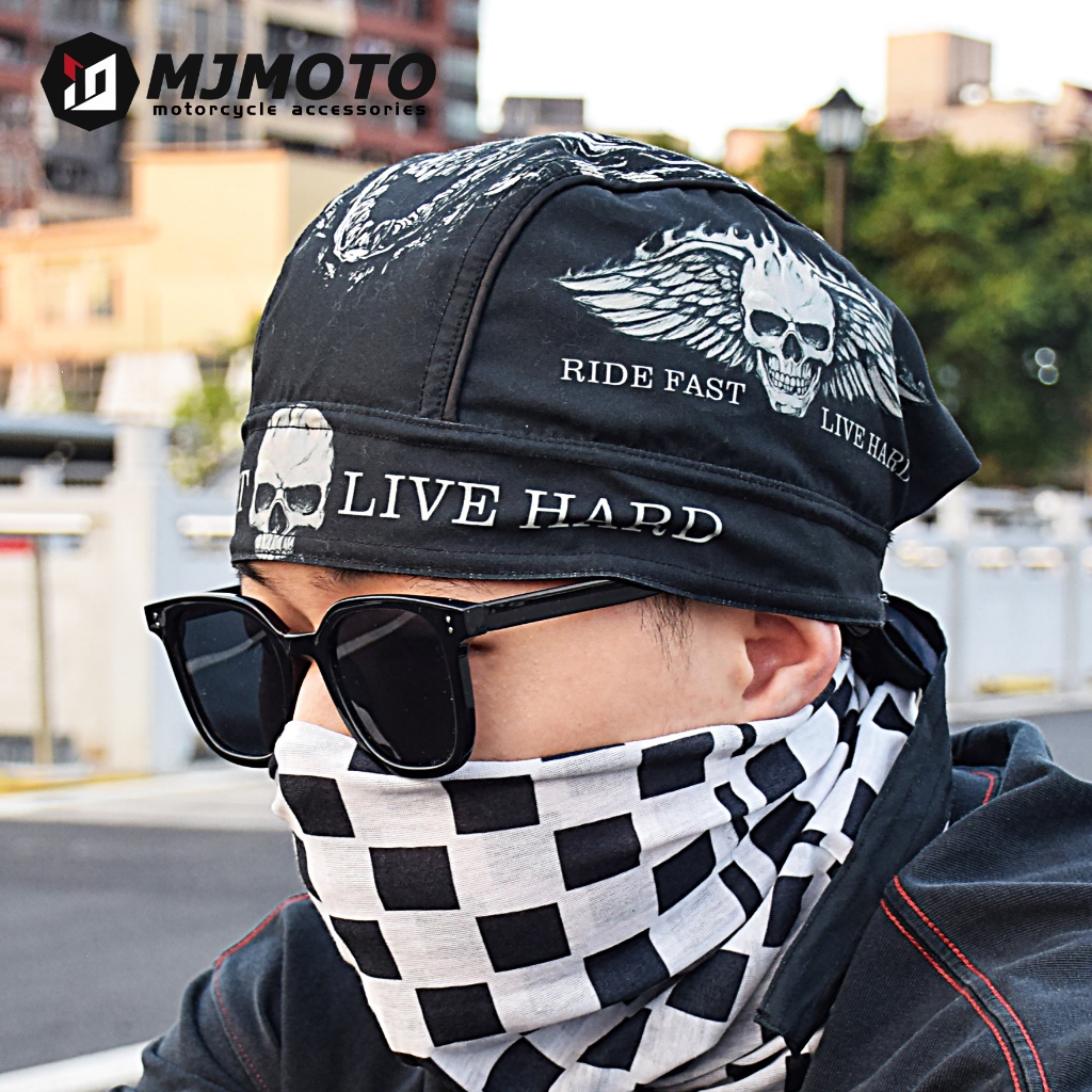 Retro Skull Pirate Breathable หมวกกันน็อคขี่จักรยานผู้ชาย ด้านในกีฬา แถบคาดศีรษะวิ่ง Sweat-wicking Headscarf
