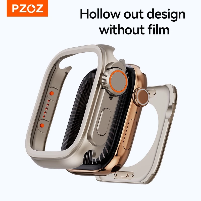 PZOZ สําหรับ Apple Watch Series 11/10/9 8 & 7 4/5/6/se ultra 49 มม.46 มม.45 มม.44 มม.กรณีอัพเกรด, Hard PC + กรณีโลหะพร้อม Protector