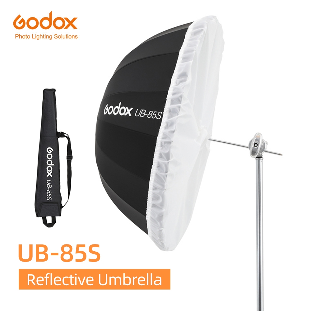Godox UB-85S 33.5 นิ้ว 85 ซม. Parabolic สีดําเงินสะท้อนแสงร่มสตูดิโอแสงร่มโปร่งแสง Diffuser ฝาครอบผ้า