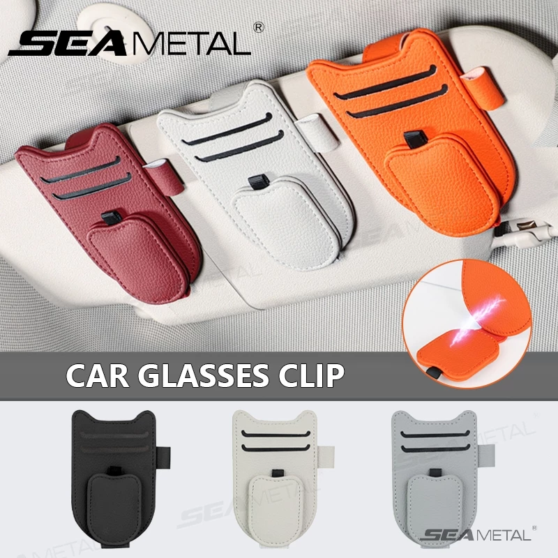 Seametal คลิปหนีบแว่นตาในรถยนต์ ที่ใส่บัตรมัลติฟังก์ชั่น ที่บังแดด ออแกไนเซอร์ ที่เก็บแว่นกันแดด