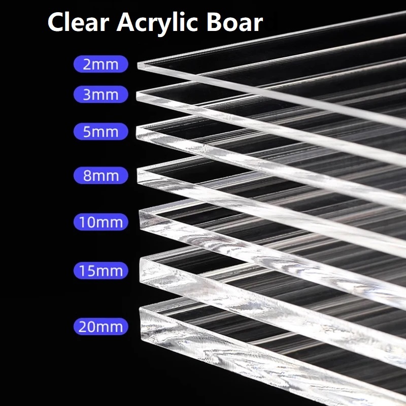 Plexiglass แผ่นกระดานอะคริลิคใสแผ่นอินทรีย์แก้ว Methocrylate พลาสติกใส Plexi แก้วบอร์ด DIY จอแสดงผลความหนา 1 มม. ~ 10 มม.