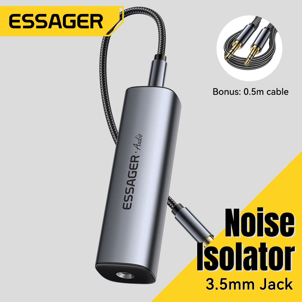 Essager 3.5MM AUX Audio Ground Isolator สําหรับคุณภาพเสียงที่ได้รับการปรับปรุงและลดเสียงรบกวน