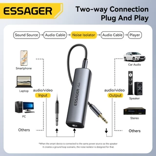 Essager 3.5MM AUX Audio Ground Isolator สําหรับคุณภาพเสียงที่ได้รับการปรับปรุงและลดเสียงรบกวน