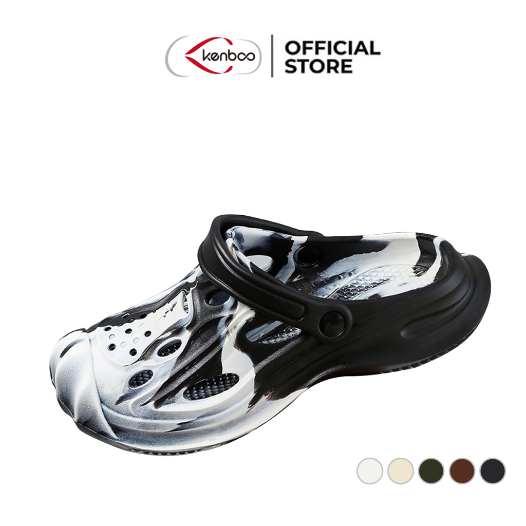 Kenboo 2025 ใหม่ Hole hole shoes ผู้ชายลวงตารองเท้าแตะกลางแจ้งสวมใส่ หัวกลมขับรถสวนรองเท้าผู้ชาย
