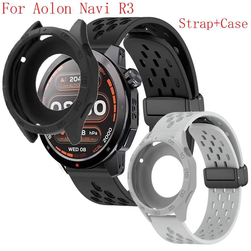 สําหรับ Aolon Navi R3 สายรัด + กรณีนาฬิกาสมาร์ทซิลิโคนปกอ่อนกันชนป้องกัน Easyfit ซิลิโคนเข็มขัดกีฬา