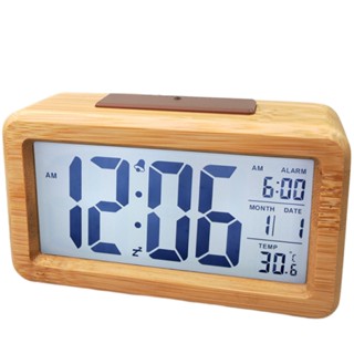 นาฬิกาตั้งโต๊ะไม้นาฬิกาปลุกมัลติฟังก์ชั่นสําหรับห้องนอน
