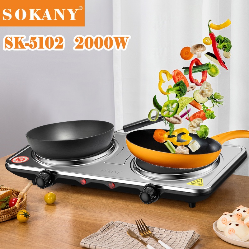 SOKANY 2000W เตาแม่เหล็กไฟฟ้า เตาไฟฟ้า 2หัว เตาแม่เหล็กไฟฟ้า 2หัว รับประกันหนึ่งปี