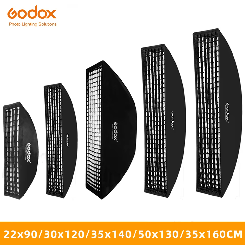Godox Bowens Mount FW22X90 30X120 35X140 35x160 50x130 แบบพกพาสี่เหลี่ยมผืนผ้ารังผึ้งตาราง Softbox กล่องนุ่มสําหรับสตูดิโอแฟลช