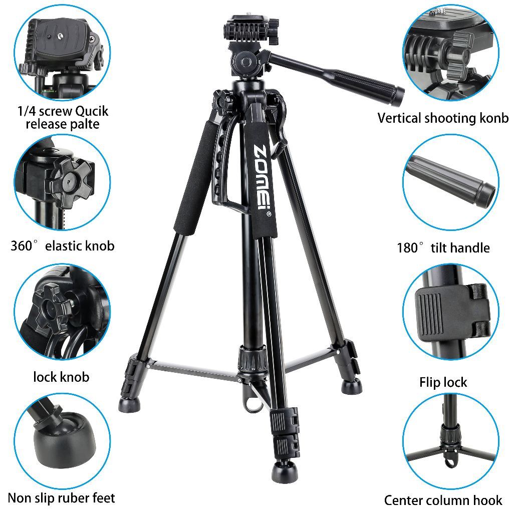 Camera tripod Zomei q120 กล้องอลูมิเนียมระดับมืออาชีพขาตั้งกล้อง 160CM 5KG DSLR ขากล้องมือถือ ขาตั้งกล้องliveสด ขาตั้งกล้องแบบ 3 ขา tripod for camera ขาตั้งกล้อง