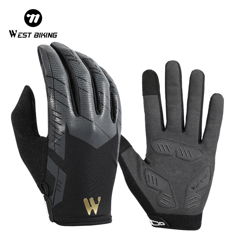 WEST BIKING ถุงมือขี่จักรยาน หน้าจอสัมผัส กันลื่น กันกระแทก ระบายอากาศ กีฬา ฟิตเนส วิ่ง ถุงมือจักรยาน