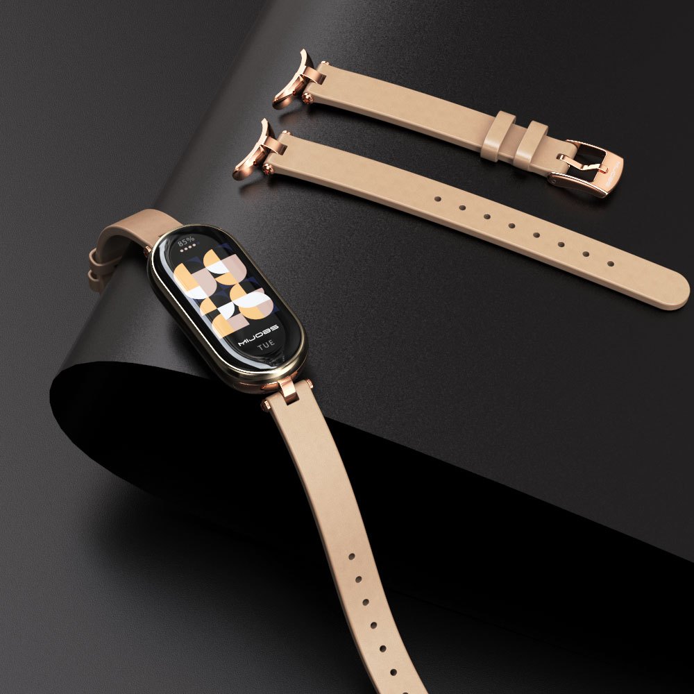 MIJOBS มิโจบ ผู้หญิงหนังแท้ขยายสายสําหรับ ไมล์ วงfor Mi Band 10 9 8 7 6 5 โลหะเชื่อมต่อสร้อยข้อมือสําหรับ เสี่ยวหมี่ ไมล์ วง8 เอ็นเอฟซี 5สีสายรัดข้อมือเปลี่ยนอุปกรณ์เสริมนาฬิกาวง