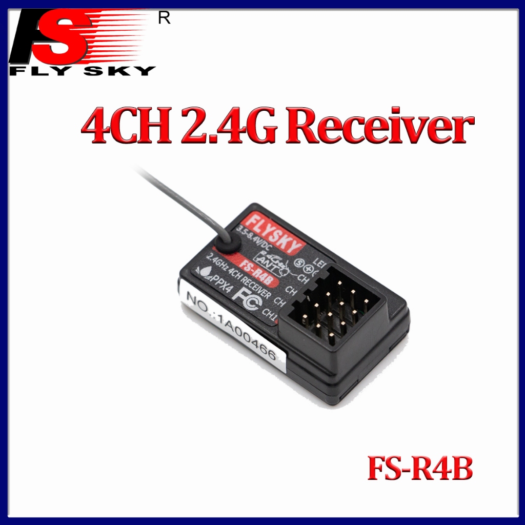 Flysky FS-R4B 4 ช่อง Mini Receiver 2.4G 3.5-8.4V ANT เสาอากาศเดี่ยว PWM สําหรับ RC รุ่นของเล่นรถเรือ