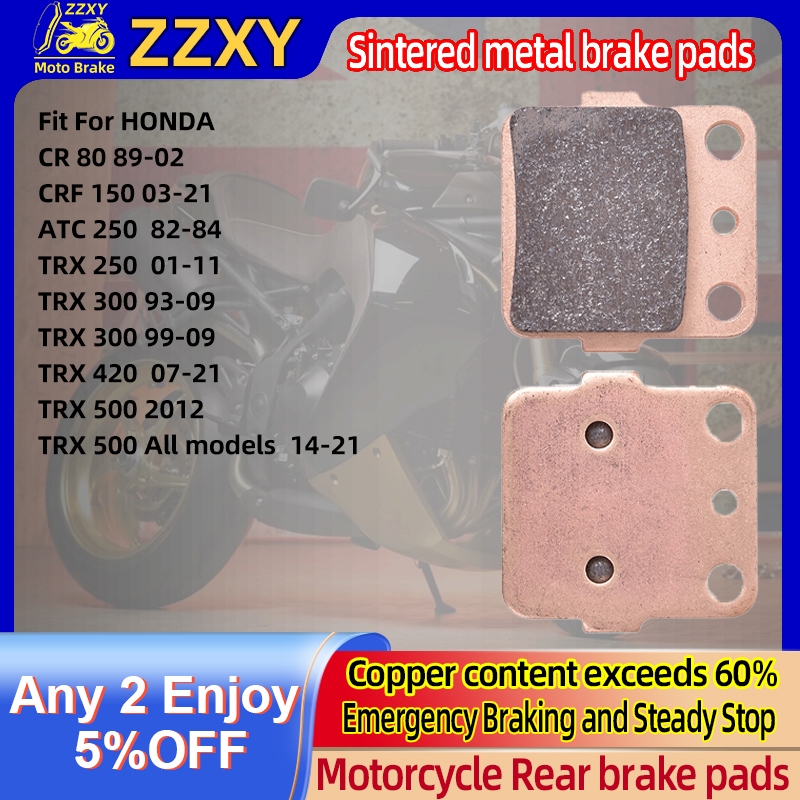 ผ้าเบรคโลหะเผาด้านหน้าสําหรับ HONDA CR80 89-02 CRF150 03-21 ATC250 82-84 TRX250 01-11 TRX300 93-09 T