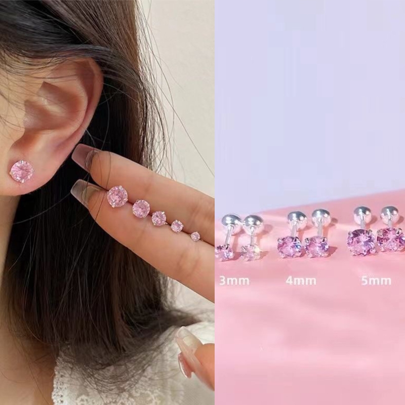 Bingo แฟชั่นสตรี s925 ต่างหูเพทายสีฟ้าทะเล