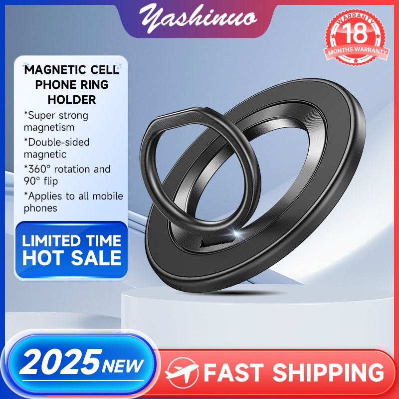 Yashinuo อัพเกรดที่วางแหวนโทรศัพท์แม่เหล็กสําหรับ MagSafe, ขาตั้งจับโทรศัพท์มือถือแบบแม่เหล็กขาตั้งแหวนนิ้วแม่เหล็กสองด้าน