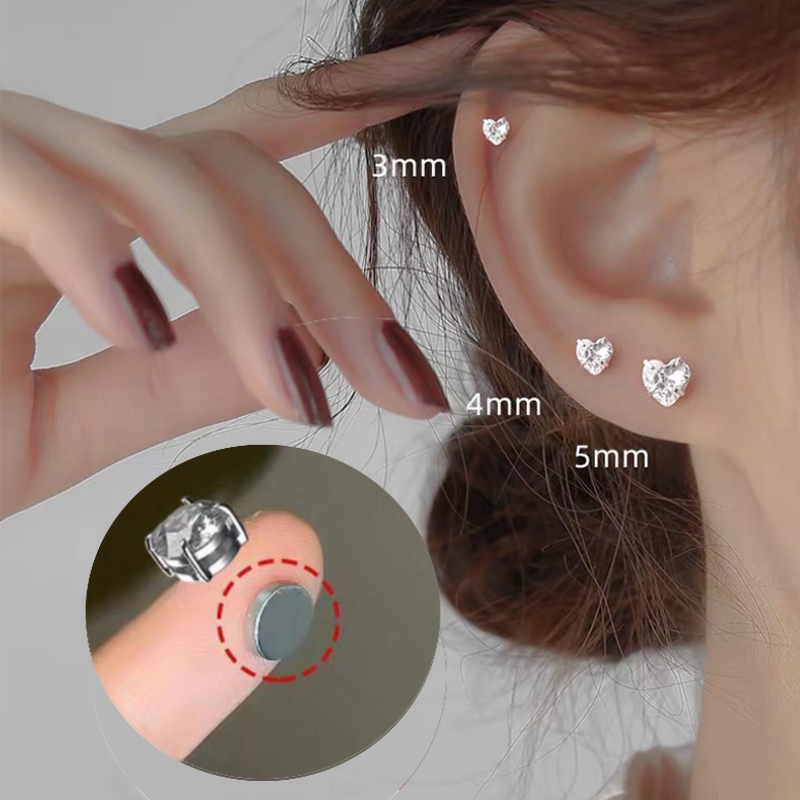 Biingo Unisex แฟชั่นแม่เหล็ก LOVE 4MM 6MMzircon ต่างหูส่วนบุคคลภูมิแพ้ฟรีต่างหู