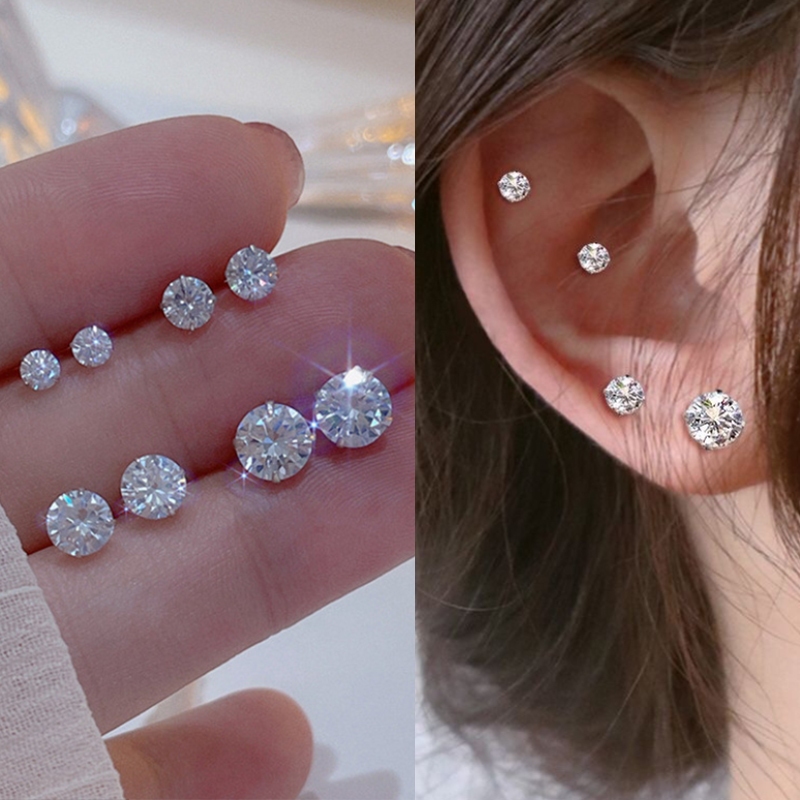 บิงโก หรูหราและทันสมัยผู้หญิงเพทาย4มิลลิเมตร/6มิลลิเมตรเงิน925ต่างหู