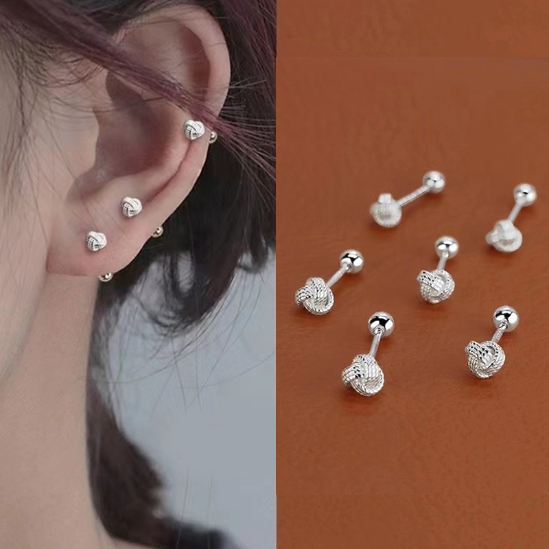 Bingo 1 ชิ้นแฟชั่นการออกแบบสร้างสรรค์ s925 เงิน Ruyi Knot ต่างหู