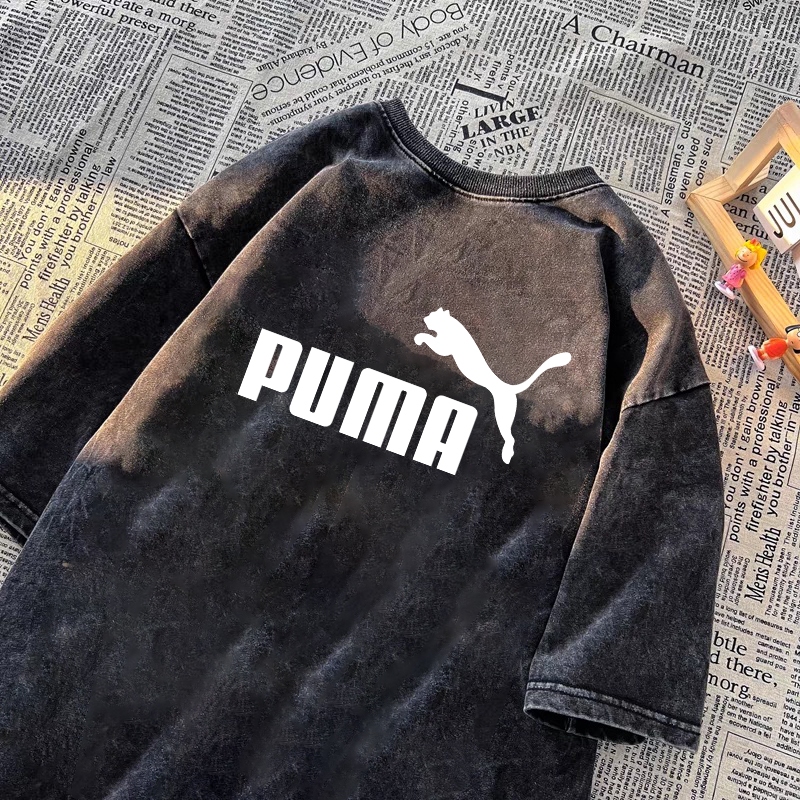 เสื้อวินเทจ Pofloret เสื้อยืดฟอก oversize ผ้าฝ้าย100% เสื้อยืดแขนสั้นลายสุดเท่ #P000710