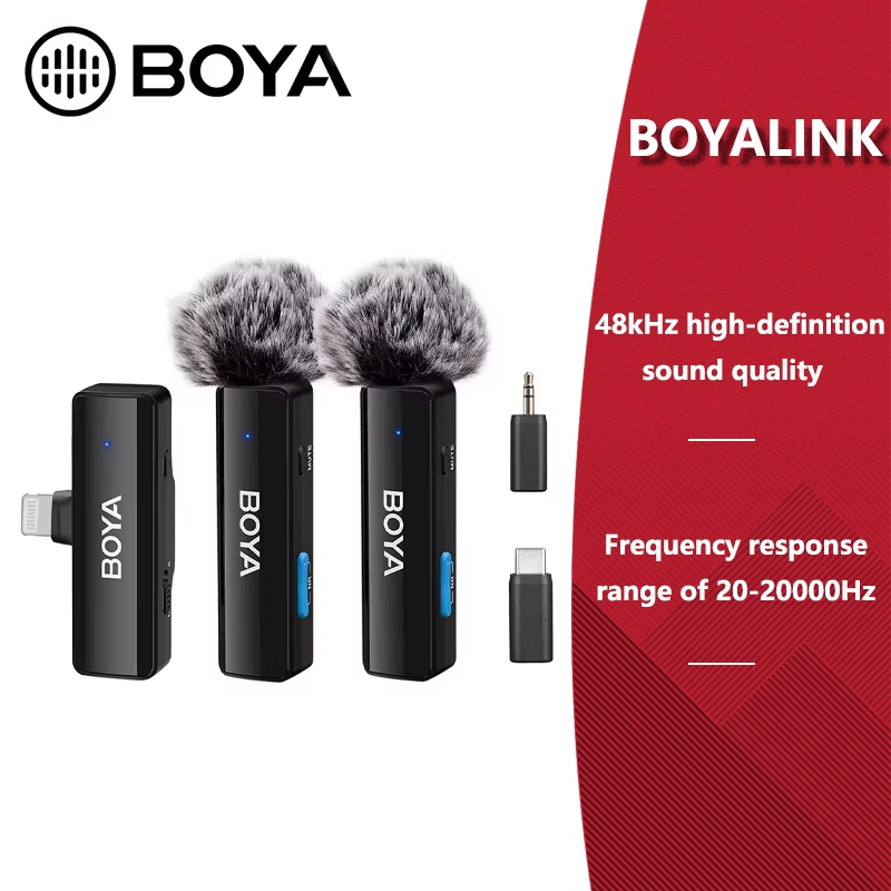Boya BOYALINK ไมโครโฟนไร้สายแบบหนีบเสื้อสําหรับโทรศัพท์ iPhone iPad Android Type C กล้อง DSLR Youtube การบันทึกสตรีมมิ่งสด