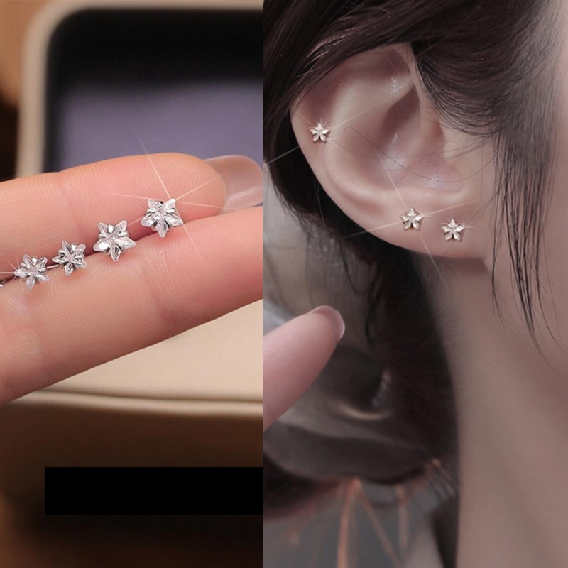 บิงโก 1คู่สไตล์เกาหลีผู้หญิงแฟชั่นเพทายรูปแบบเรขาคณิตต่างหูดาว