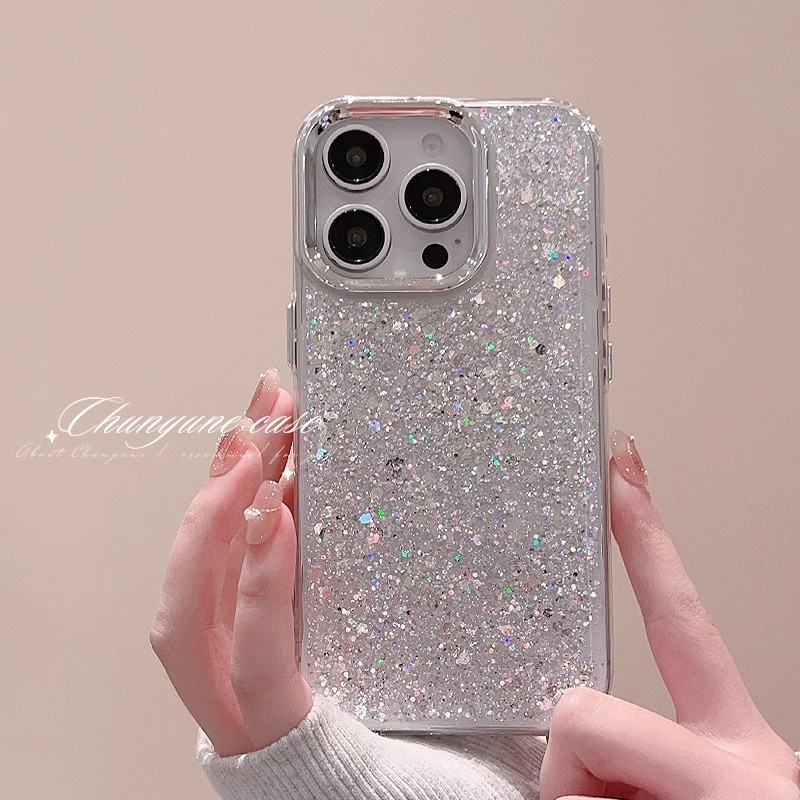 น่ารักคริสต์มาส Shining Clear เคสโทรศัพท์สําหรับ Iphone16 15 14 13 12 11ProMax Plus Glitter 3D อีพ็อกซี่นุ่มสาว Anti-drop ฝาครอบ shell