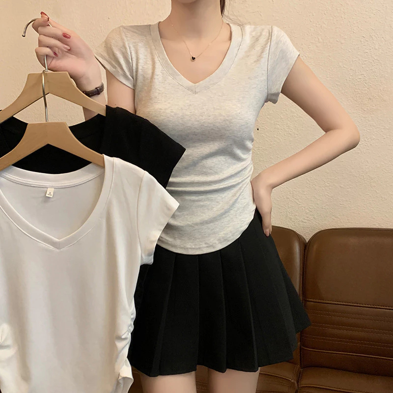 Nuziro Baby Tee - เสื้อยืดแขนสั้นผ้าฝ้ายแท้พื้นฐานสําหรับผู้หญิง #GB33