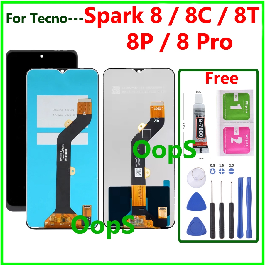 LCD สําหรับ Tecno Spark 8 Pro 8C 8T 8P KG6 KG6p KG5k KG7 KG8 โทรศัพท์จอแสดงผล LCD Touch Screen Assem
