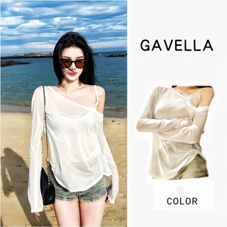 GAVELLAพร้อมส่ง เสื้อยืดแขนยาวสีขาวโอเวอร์ไซส์ oversized เสื้อไปทะเล ชุดป้องกันแสงแดดของผู้หญิงเกาหลี แฟชั่น