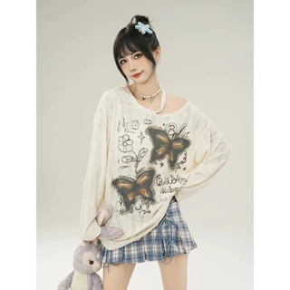 GAVELLA พร้อมส่ง🌟เสื้อยืดผู้หญิง แขนยาวเปิดไหล่ สไตล์ฤดูใบไม้ผลิและฤดูใบไม้ร่วง ใส่สบาย ชิคและเก๋ เสื้อยืดแขนยาว