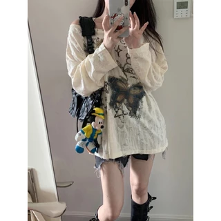 GAVELLA พร้อมส่ง🌟เสื้อยืดผู้หญิง แขนยาวเปิดไหล่ สไตล์ฤดูใบไม้ผลิและฤดูใบไม้ร่วง ใส่สบาย ชิคและเก๋ เสื้อยืดแขนยาว