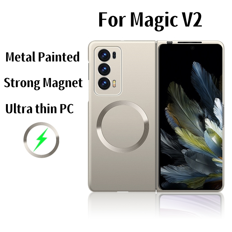 สําหรับ Huawei Honor Magic V2 VS2 กรณี Slim Frameless โลหะทาสี Frosted PC Hard ไร้สายแม่เหล็กปลอก