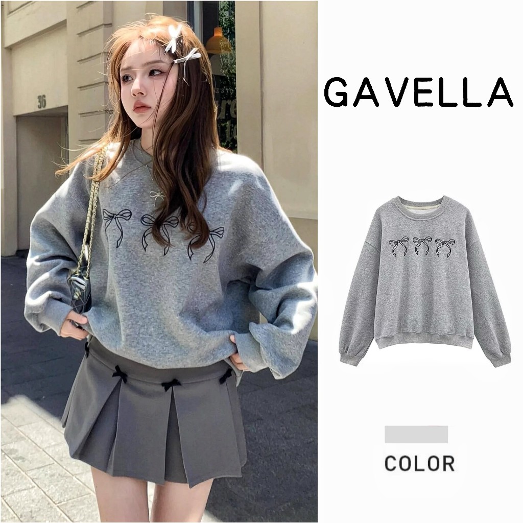 GAVELLA พร้อมส่ง✨เสื้อแขนยาว sweatshirt แขนยาว เสื้อหนาว สเวตเตอร์ แขนยาว คอกลม 