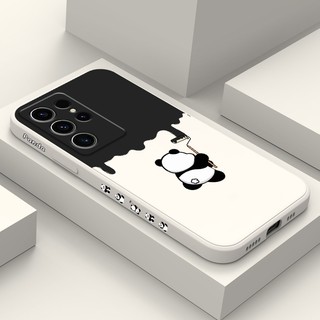 สี Panda เคสโทรศัพท์สําหรับ Samsung Galaxy S25 S24 S23 S22 FE Ultra Plus 5G ซิลิโคนเหลวด้านข้างรูปแบบฝาครอบ
