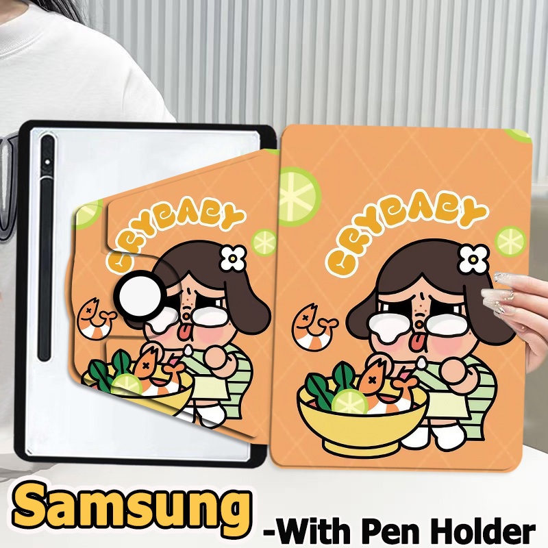 เคสฝาพับ ซัมซุง Tab case For Samsung Galaxy Tab S6 lite S7 S8 S9  S10+ S7FE S9FE S9FE+ A8 A9 A9+ Galaxy Tab S8+ S9+ S7+ A7 lite เคสหมุนได้360 Case Samsung crybaby เคส Galaxy