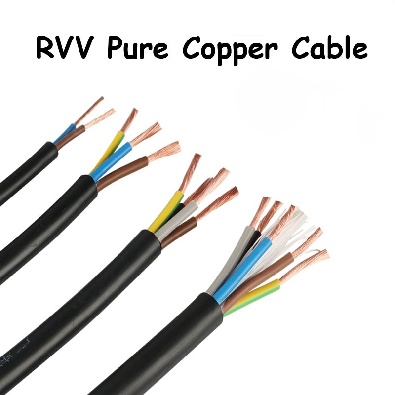Rvv สายไฟ 2/3/4/5 แกน 20/17/15/13/11/9AWG PVC Sheathed ทองแดงบริสุทธิ์ Core ตัวนําสัญญาณสายไฟ