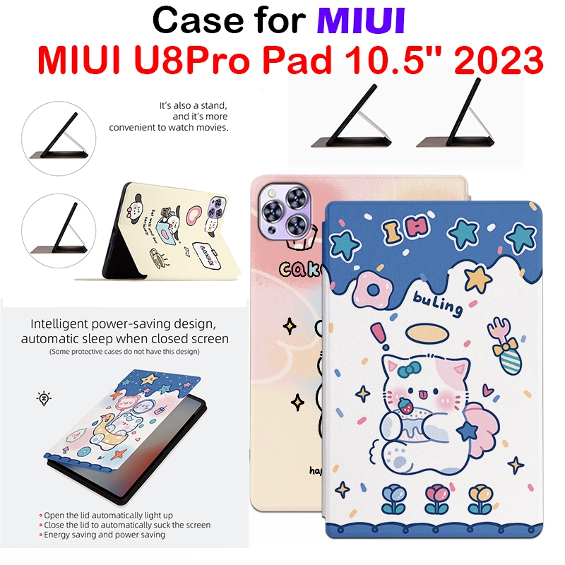 สําหรับ MIUI U8Pro Pad 10.5 2023 แฟชั่นน่ารักการ์ตูน Flip Cover Sweatproof พร้อม Sleep/Wake Function