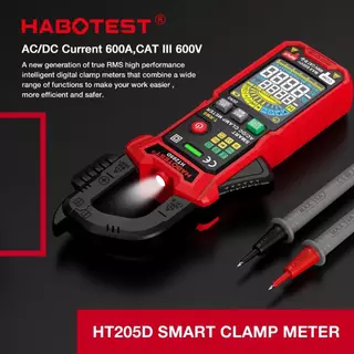 Habotest HT205 NVC แคลมป์มิเตอร์ 600A True RMS AC/DC Current Amp 10MHZ Meter