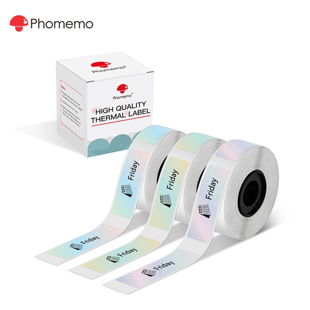 Phomemo  (3 ม้วน)12X40mmสติกเกอร์ฉลากความร้อนสําหรับเครื่องพิมพ์ D30/Q30/Q31 and Thermal label stick