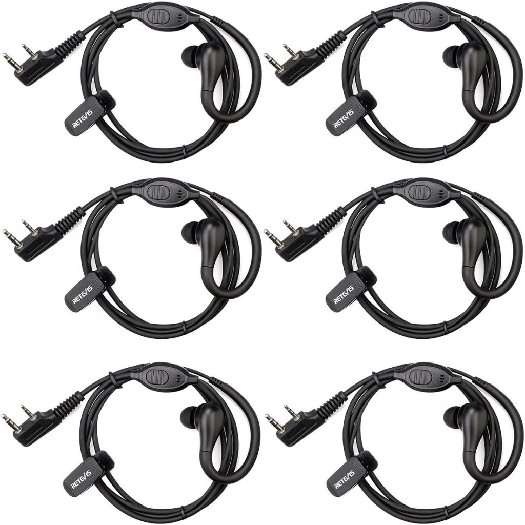 Retevis Earhook Earpiece พร้อมชุดหูฟัง Mic 2 Pin (6 แพ็ค)
