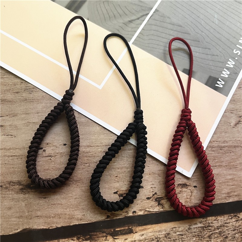 สายคล้องนิ้ว เชือกคล้องกุญแจทอมืออุปกรณ์เสริมเซลล์ป้องกันการสูญหายตกแต่งโทรศัพท์มือถือที่เรียบง่ายโซ่ย้อนยุคสําหรับเคสโทรศัพท์เส้นเล็