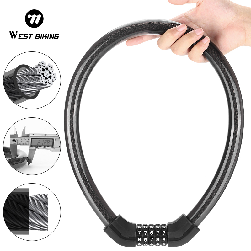 WEST BIKING อุปกรณ์ล็อคโซ่จักรยานเสือภูเขา แบบพกพา กันขโมย